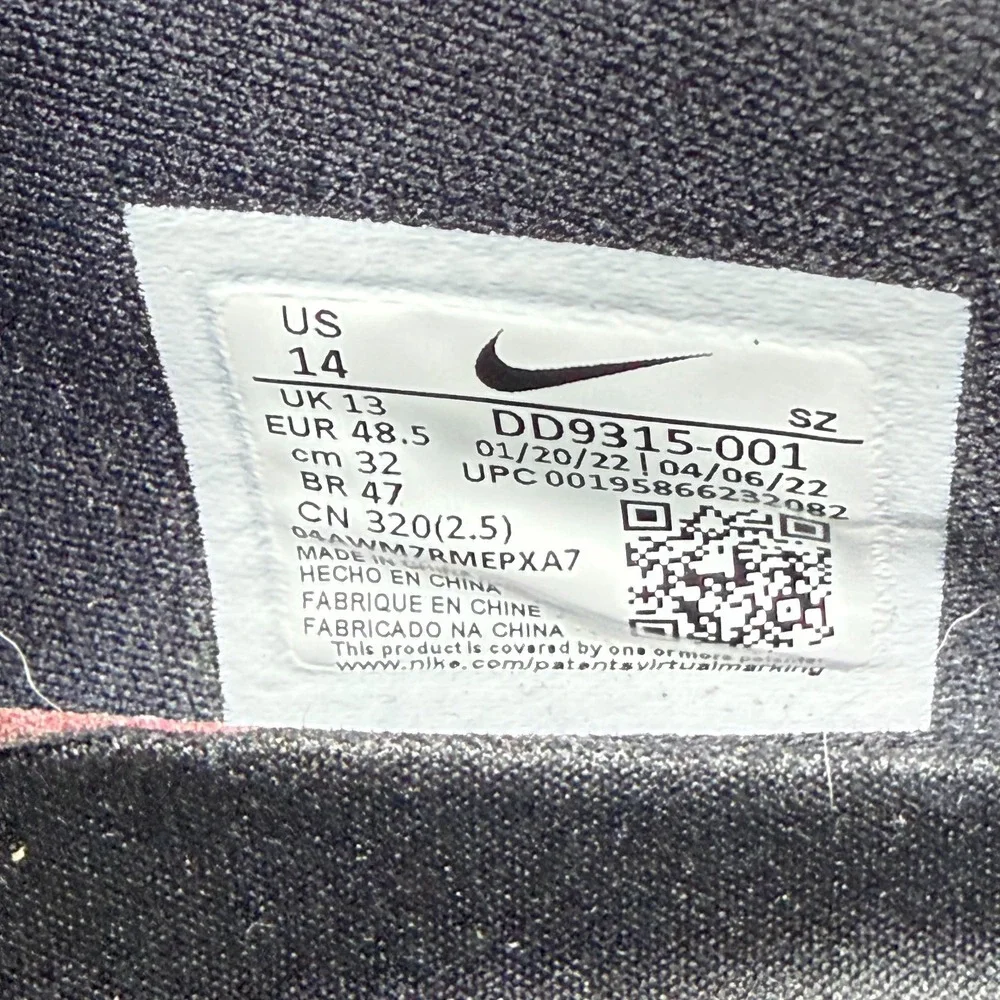NIKE AIR JORDAN 1 Low Golf Shadow Sneakers Mens 14 Gray Black Leather Spikeless